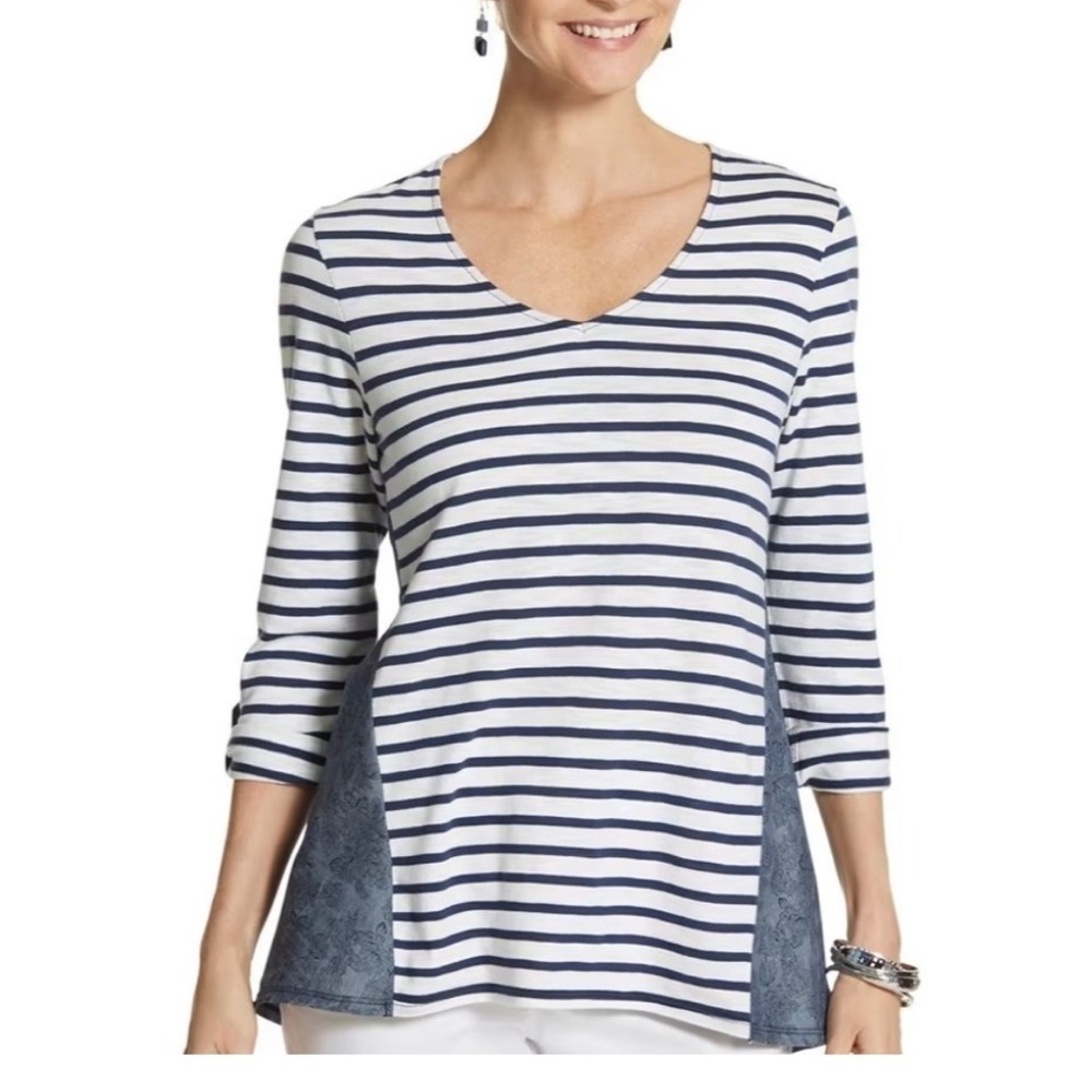 ❤️ Chico's Navy and White Striped Tunic Size XL (Chico’s 3)